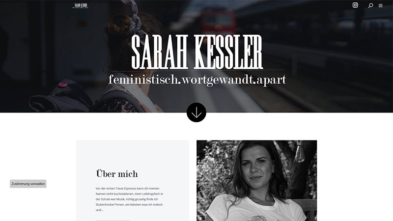 Webseite für Sarah Kessler, www.sarahbration.de