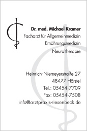 Visitenkarte: Arztpraxis Dr. Diederich - Dr. Kramer - H&ouml;rstel