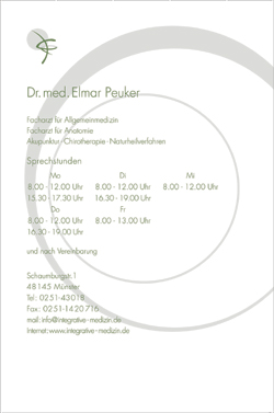 Printdesign: Sprechstundenzettel - Arztpraxis Dr. Peuker - M&uuml;nster