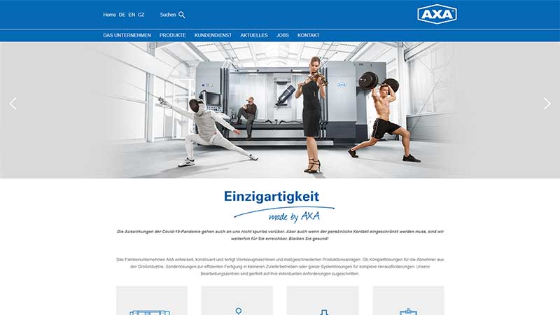 Webdesign für AXA Maschinenbau Schppingen, www.axa-maschinenbau.de