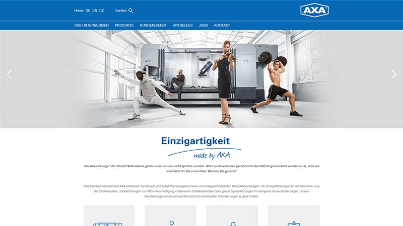 Webdesign für AXA Maschinenbau Sch�ppingen, www.axa-maschinenbau.de