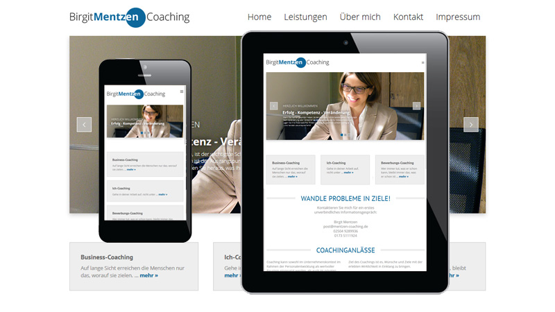 Webdesign & Typo3 für Coaching Mentzen, www.mentzen-coaching.de