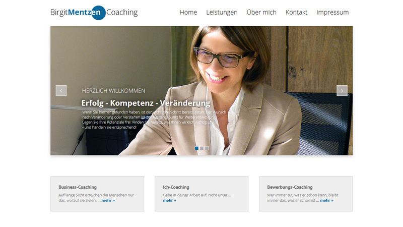 Webdesign & Typo3 für  Coaching Mentzen, www.mentzen-coaching.de