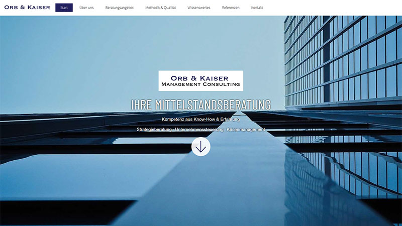 Webseite für Orb & Kaiser Managment Consulting, www.orb-kaiser.de