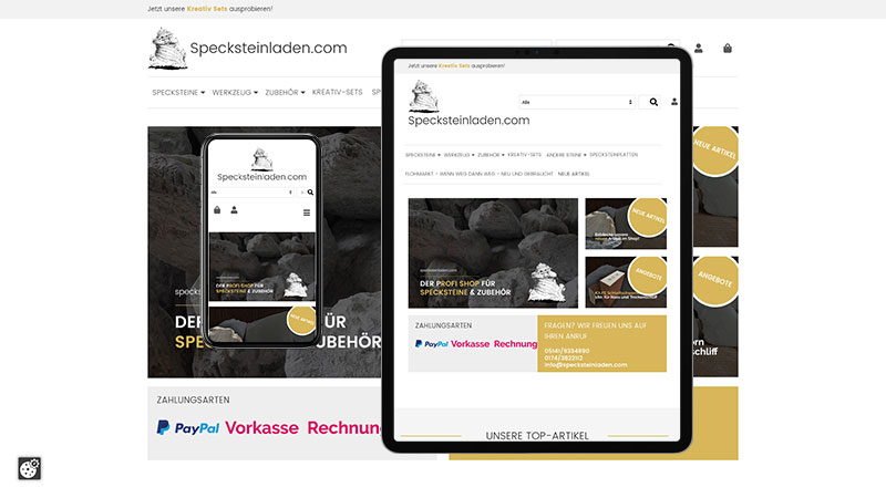 Specksteinladen - Webseite & Online Shop