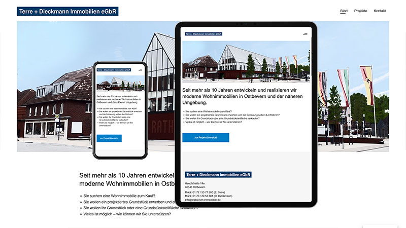 Webseite  für Terre & Dieckmann Immobilien